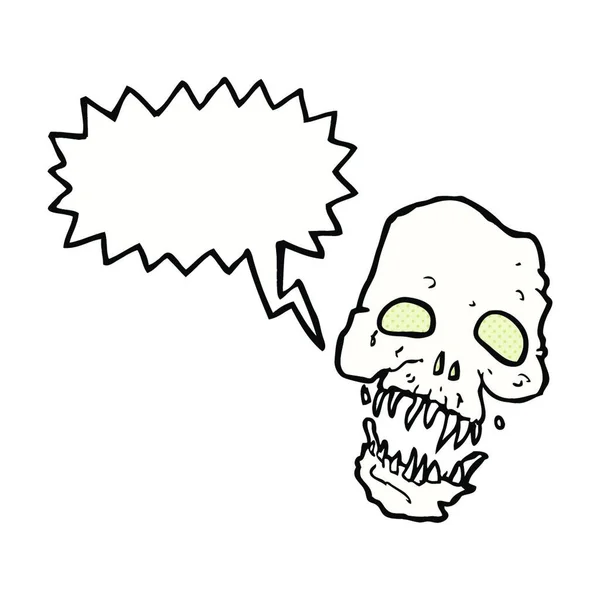 Dibujo Animado Calavera Aterradora Con Burbuja Del Habla — Vector de stock