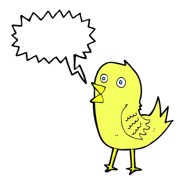 Dessin Animé Tweeter Oiseau Avec Bulle Parole — Image vectorielle