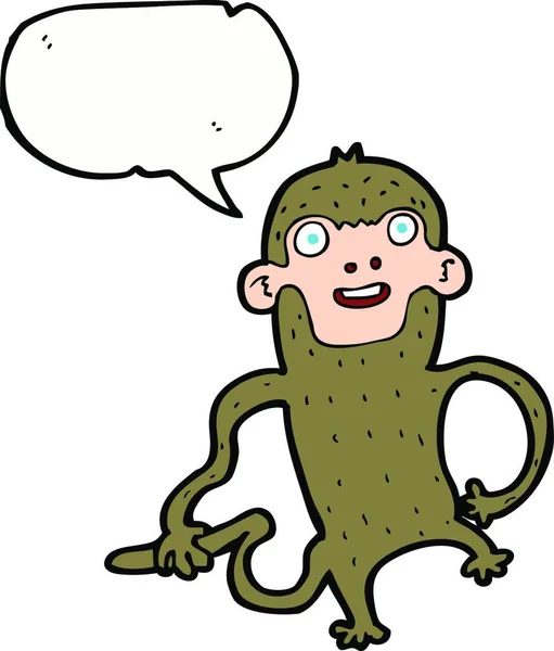 Macaco Dos Desenhos Animados Com Bolha Fala — Vetor de Stock