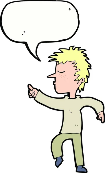 Cartoon Man Pointing Speech Bubble — Stock Vector