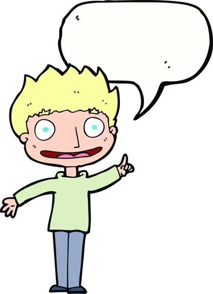 Καρτούν Χαρούμενο Αγόρι Φούσκα Ομιλία — Διανυσματικό Αρχείο