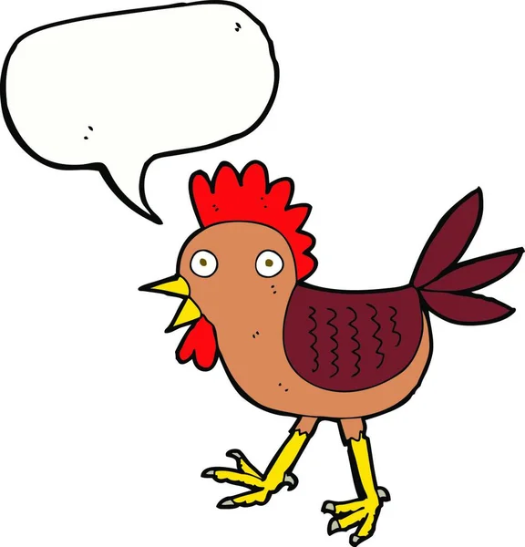スピーチバブルの面白い漫画の鶏 — ストックベクタ