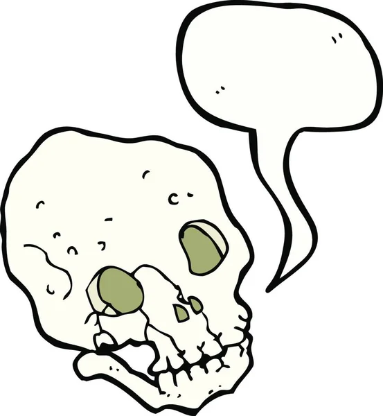 Karikatura Strašidelná Lebka Bublinou Řeči — Stockový vektor
