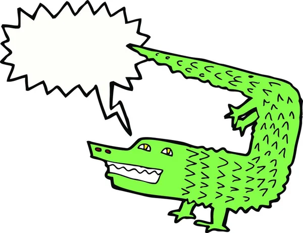 Crocodile Dessin Animé Avec Bulle Parole — Image vectorielle