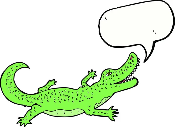 Crocodilo Dos Desenhos Animados Com Bolha Fala —  Vetores de Stock