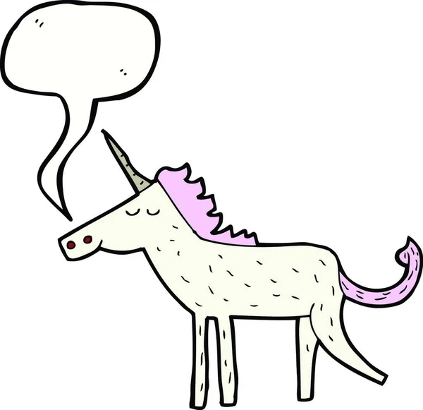 Kartun Unicorn Dengan Gelembung Bicara - Stok Vektor