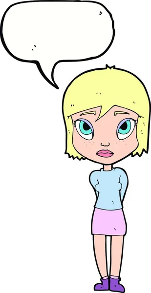 卡通人物害羞的女孩 — 图库矢量图片
