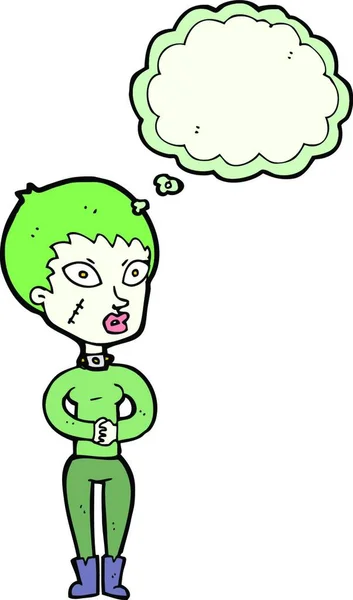 Kreskówki Zombie Dziewczyna Bańki Mowy — Wektor stockowy