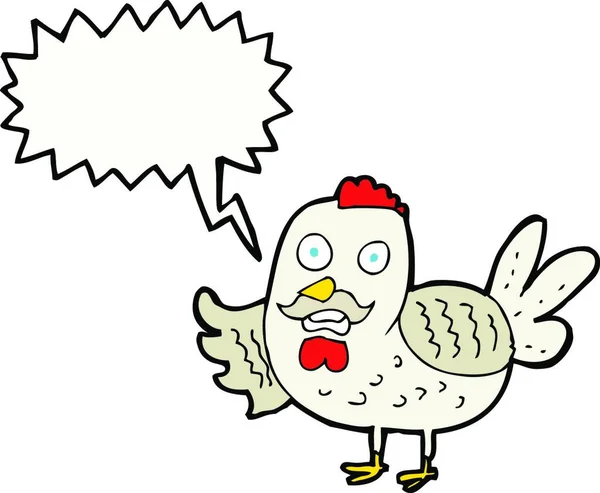 スピーチバブルを持つ漫画の古い雄鶏 — ストックベクタ