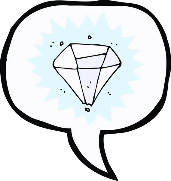 Diamante Dibujos Animados Con Burbuja Habla — Vector de stock