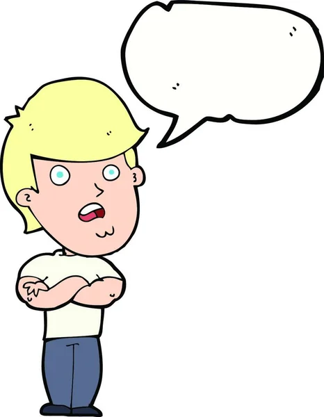 Cartoon Teleurgesteld Man Met Spraakzeepbel — Stockvector