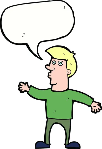 Karikatur Besorgter Mann Mit Sprechblase — Stockvektor