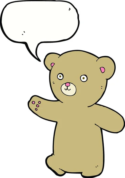 Urso Pelúcia Desenhos Animados Com Bolha Fala — Vetor de Stock