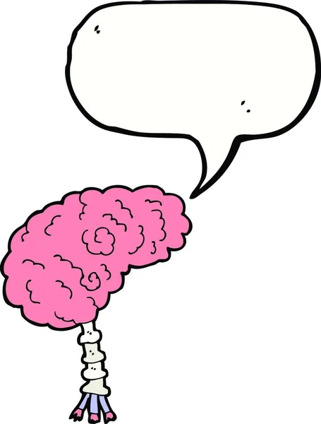 Cerveau Dessin Animé Avec Bulle Vocale — Image vectorielle