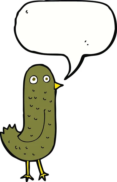 Забавная Мультяшная Птица Говорящим Мыльным Пузырем — стоковый вектор