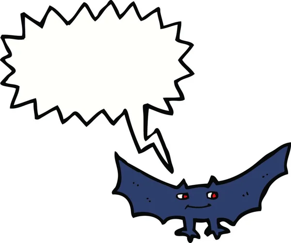 Cartoon Griezelige Vampier Vleermuis Met Spraakbel — Stockvector