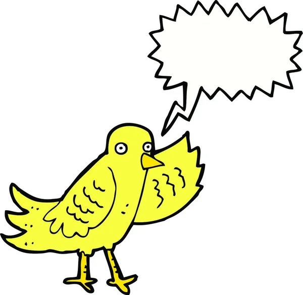 Dessin Animé Agitant Oiseau Avec Bulle Parole — Image vectorielle