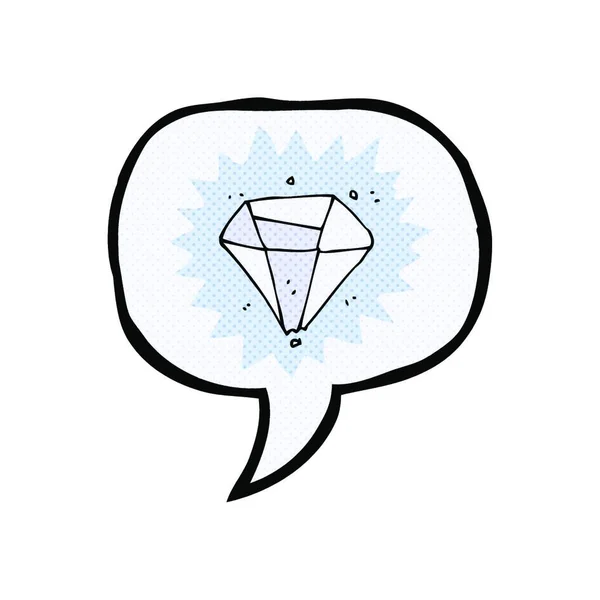 Cartoon Diamant Met Spraakbel — Stockvector