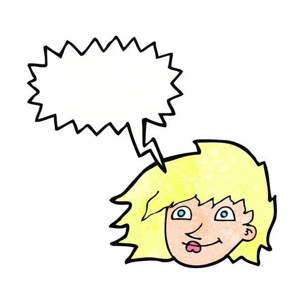 Cartoon Vrouwelijk Gezicht Met Spraakbel — Stockvector