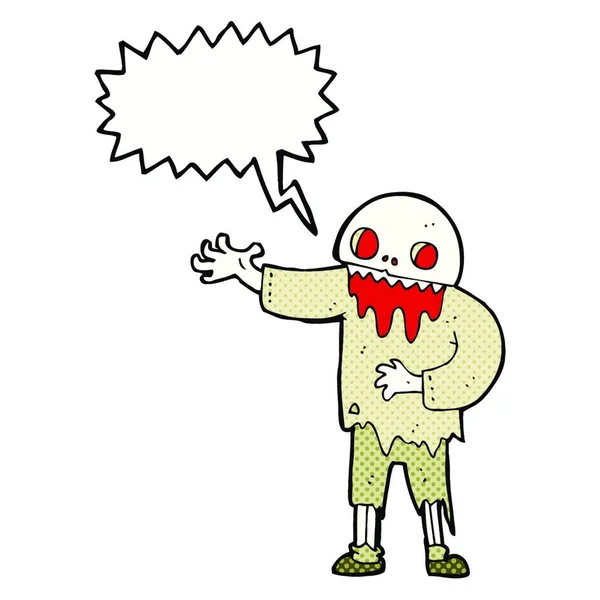 Zeichentrickfilm Gruseliger Zombie Mit Sprechblase — Stockvektor