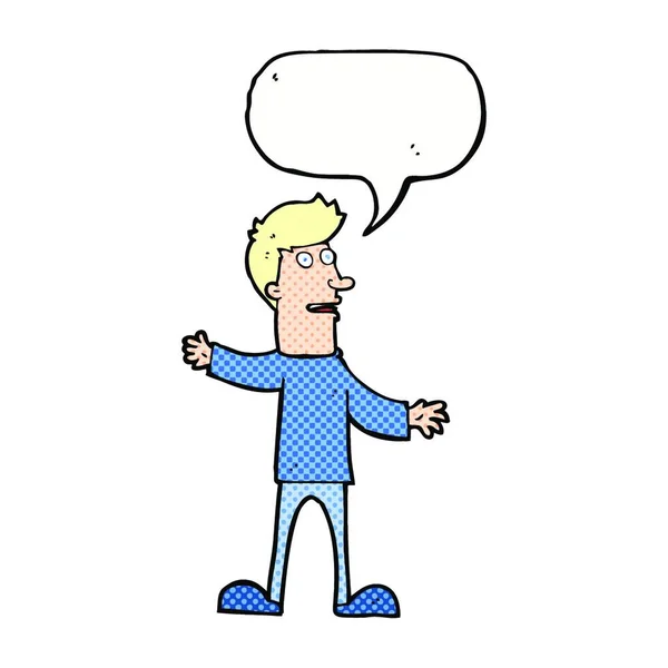 Cartoon Verrast Man Met Spraakzeepbel — Stockvector