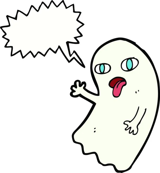 Divertido Fantasma Dibujos Animados Con Burbuja Habla — Archivo Imágenes Vectoriales