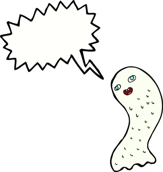 Divertido Fantasma Dibujos Animados Con Burbuja Habla — Archivo Imágenes Vectoriales