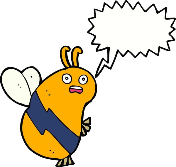 Grappige Cartoon Bee Met Tekstballon — Stockvector