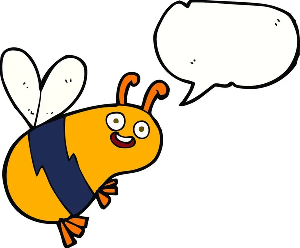 Смешная Мультяшная Пчела Пузырьком Речи — стоковый вектор