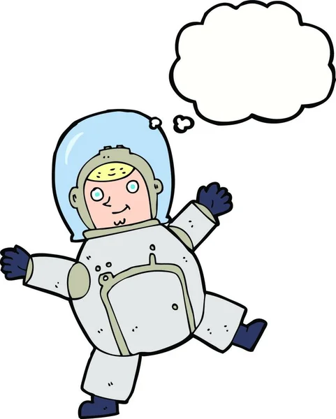 Astronot Kartun Dengan Pikiran Gelembung - Stok Vektor