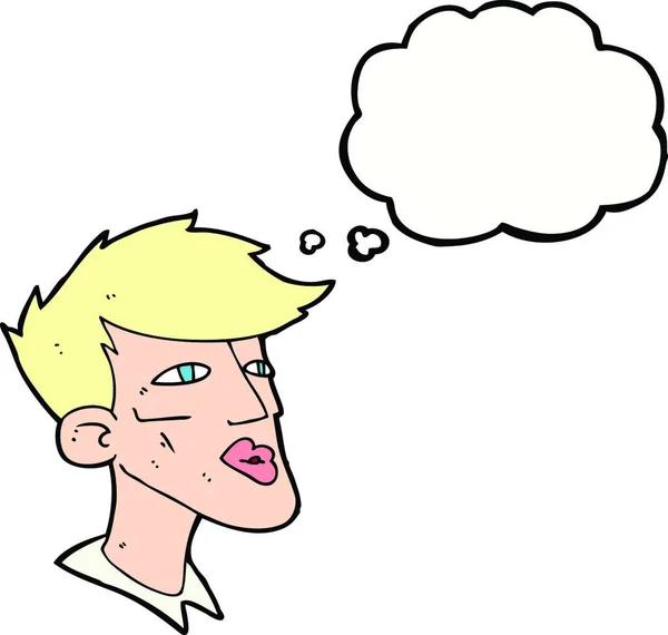 Zeichentrick Männlich Modell Guy Mit Gedankenblase — Stockvektor