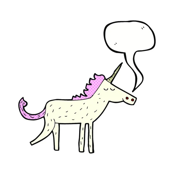 Unicornio Dibujos Animados Con Burbuja Del Habla — Archivo Imágenes Vectoriales