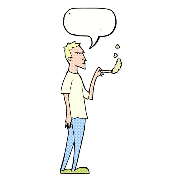 Γελοιογραφία Ενοχλημένος Καπνιστής Φούσκα Ομιλία — Διανυσματικό Αρχείο