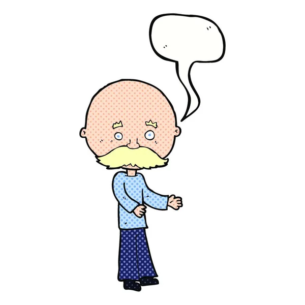 Dessin Animé Homme Avec Moustache Avec Bulle Parole — Image vectorielle