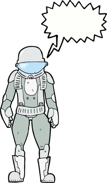 Astronauta Dibujos Animados Con Burbuja Habla — Vector de stock