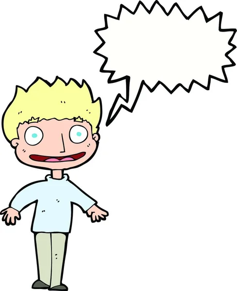 Cartoon Excited Boy Speech Bubble — Stock Vector