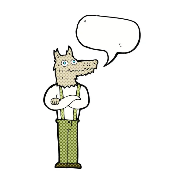 Cartoon Grappige Weerwolf Met Spraakbel — Stockvector