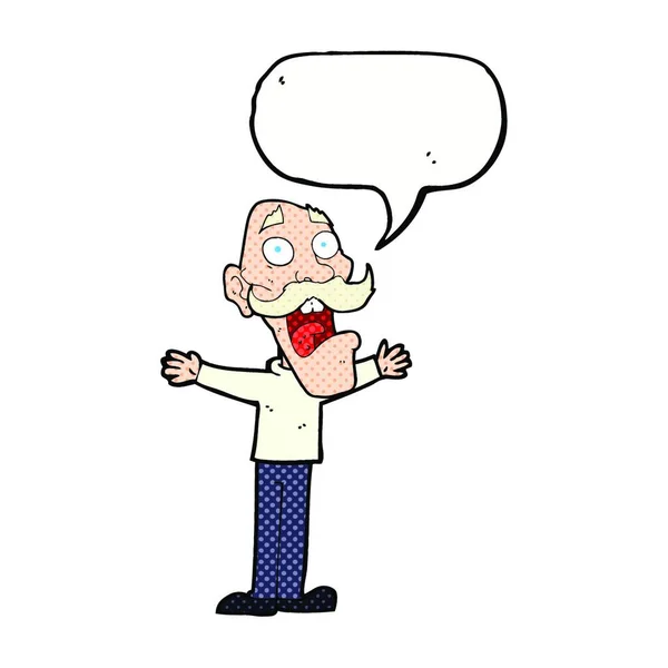 Hombre Viejo Estresado Dibujos Animados Con Burbuja Del Habla — Archivo Imágenes Vectoriales
