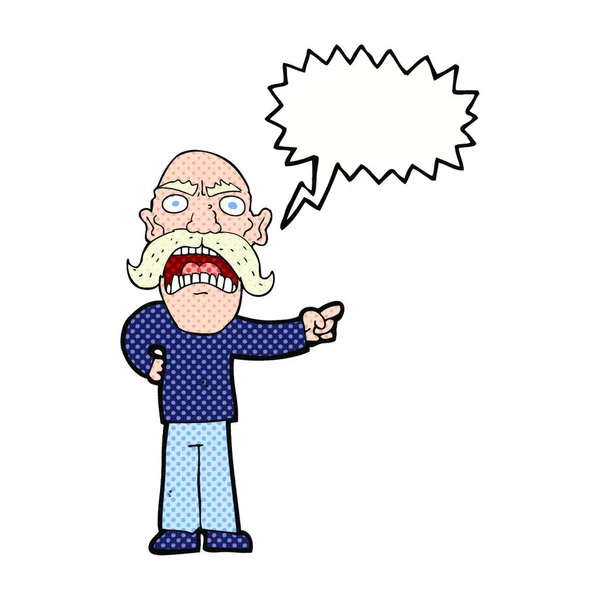 Hombre Viejo Enojado Dibujos Animados Con Burbuja Habla — Archivo Imágenes Vectoriales