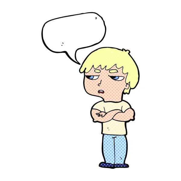 Cartoon Annoyed Boy Speech Bubble — Stock Vector