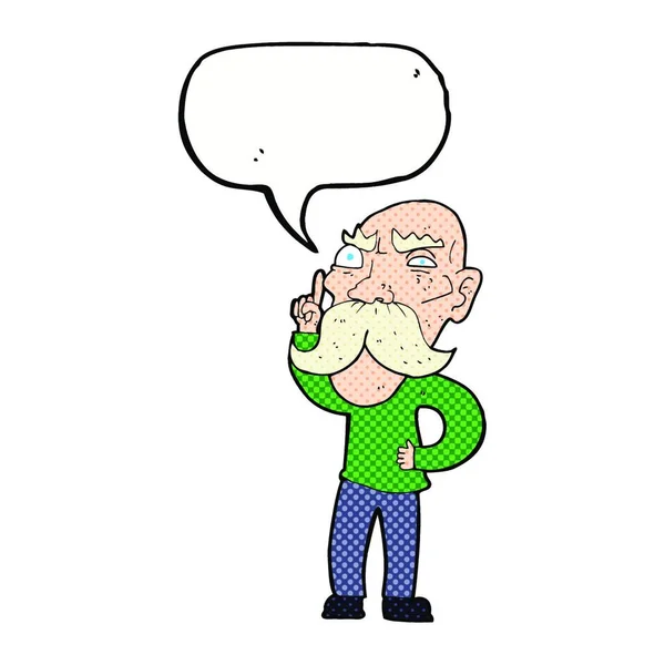 Cartoon Annoyed Old Man Speech Bubble — Stock Vector