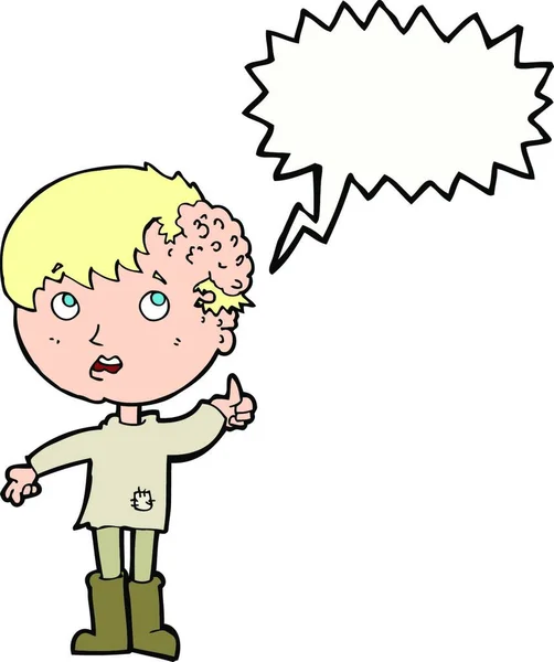 Anak Kartun Dengan Pertumbuhan Kepala Dengan Gelembung Bicara - Stok Vektor