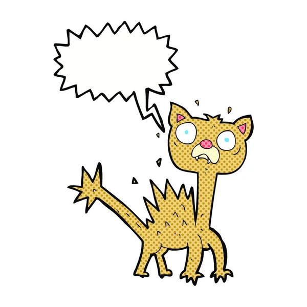 Κινουμένων Σχεδίων Φοβάται Γάτα Φούσκα Ομιλία — Διανυσματικό Αρχείο