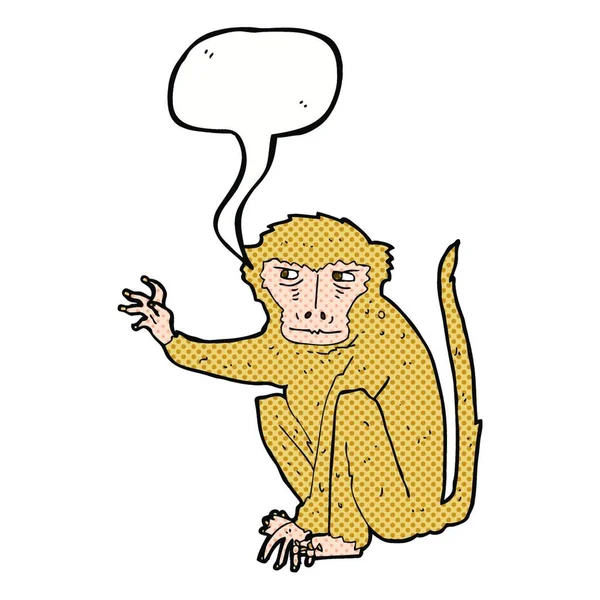 Scimmia Cattiva Cartone Animato Con Bolla Discorso — Vettoriale Stock