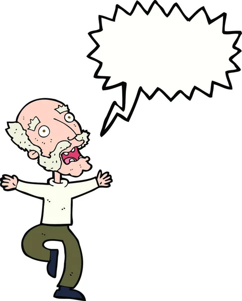 Cartoon Alter Mann Hat Angst Vor Sprechblase — Stockvektor