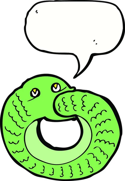 Мультяшная Змея Ест Собственный Хвост Пузырём Речи — стоковый вектор