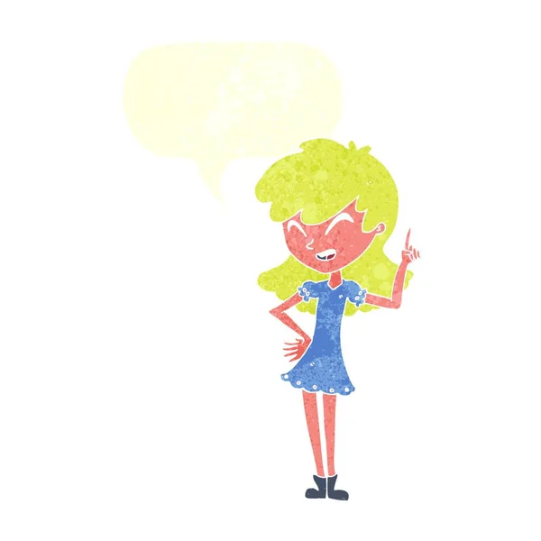 Cartoon Meisje Maken Punt Met Spraakzeepbel — Stockvector
