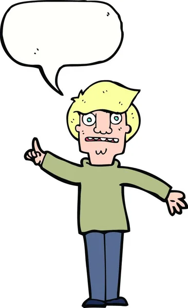 Hombre Dibujos Animados Haciendo Una Pregunta Con Burbuja Habla — Vector de stock