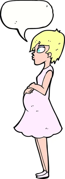 Karikatur Schwangere Frau Mit Sprechblase — Stockvektor