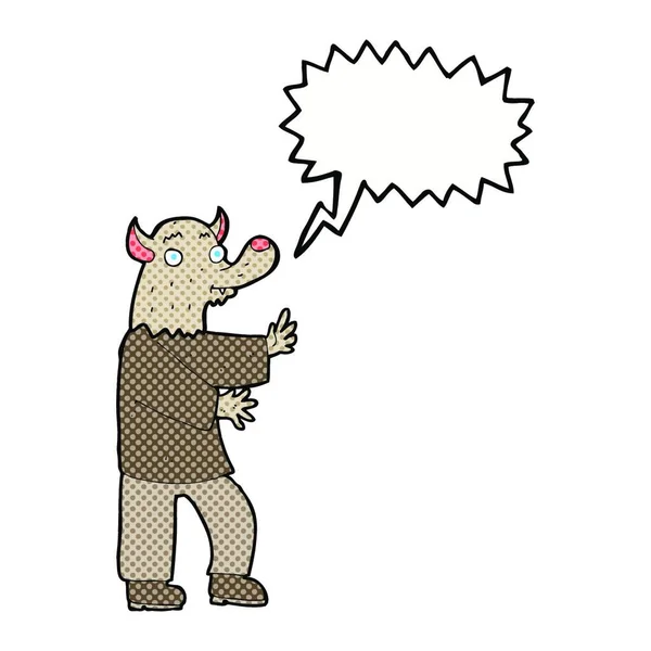 Loup Garou Dessin Animé Avec Bulle Parole — Image vectorielle